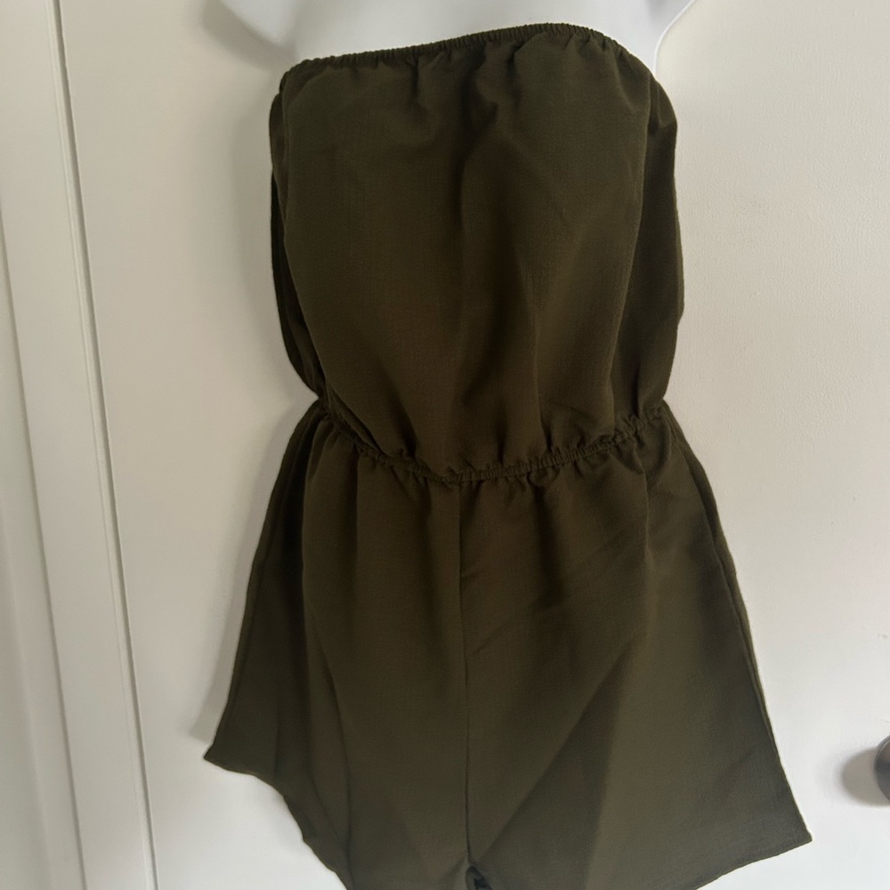 SHEIN Olive Green Strapless Jumpsuit